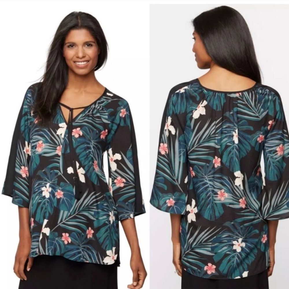 Rachel Zoe for a pea in the pod floral tropical maternity blouse size large